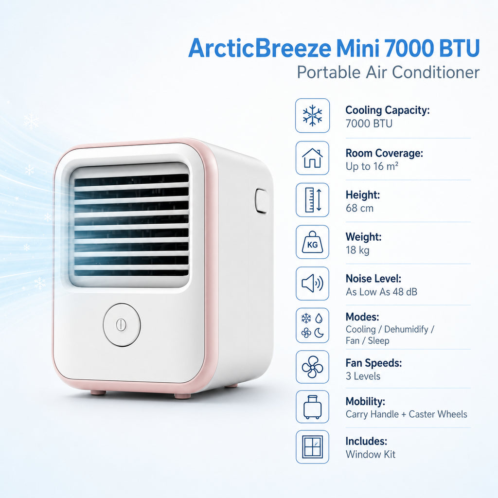 ArcticBreeze Mini 7000 BTU Portable Air Conditioner - Specifications