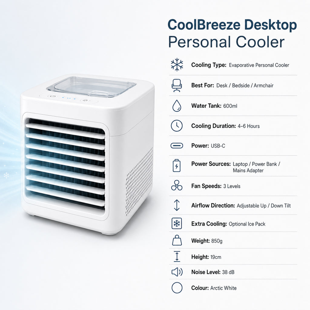 CoolBreeze Desktop Personal Cooler - Specifications